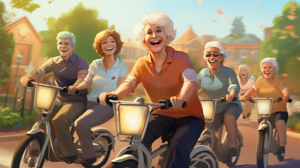 image of seniors riding bikes